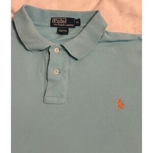 Vintage Polo Ralph Lauren Custom Fit Polo Shirt Aqua Blue Pink Horse Size XL